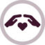 Icon purple hands around heart